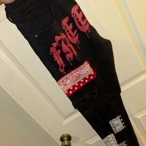 Levi's Black and Red Straight Jeans
